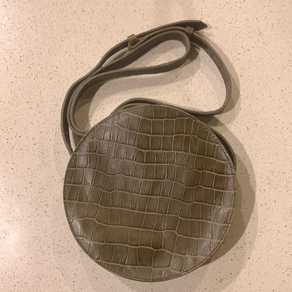 Madewell Green Leather Crocodile Print Crossbody Bag